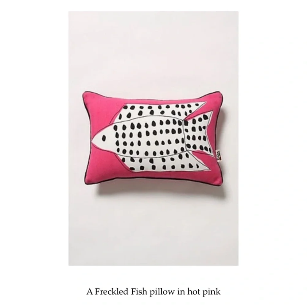 Anthropologie We Love Vera Freckled Fish Pillow